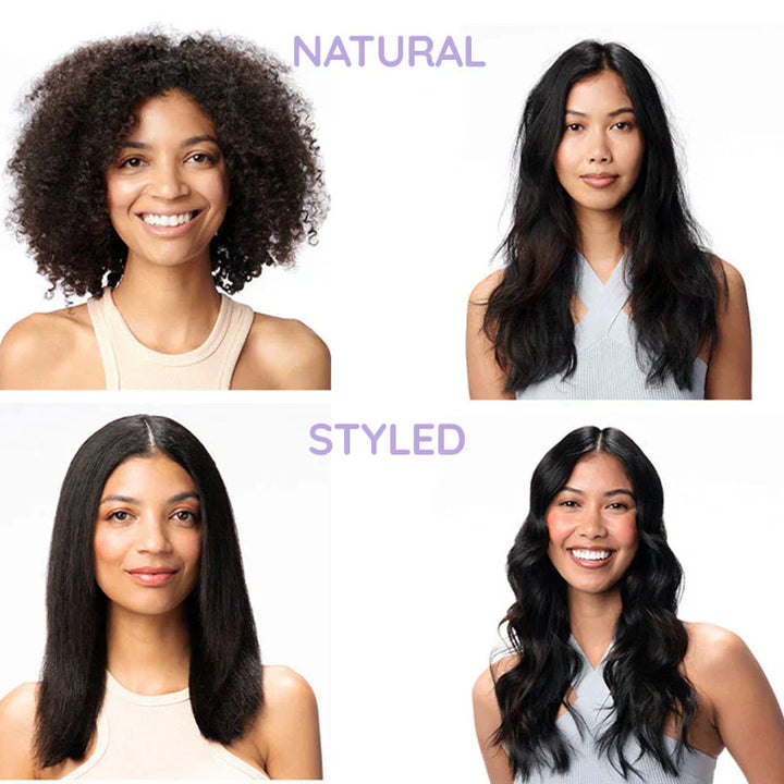 Quick styling hot brush & volumizer for women; 2-in-1 rotating hair tool for straight or curly looks.