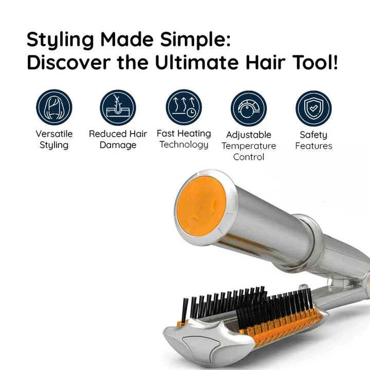 TavvitaImp010 2-in-1 heat brush, a rotating hair tool for women's versatile styling.