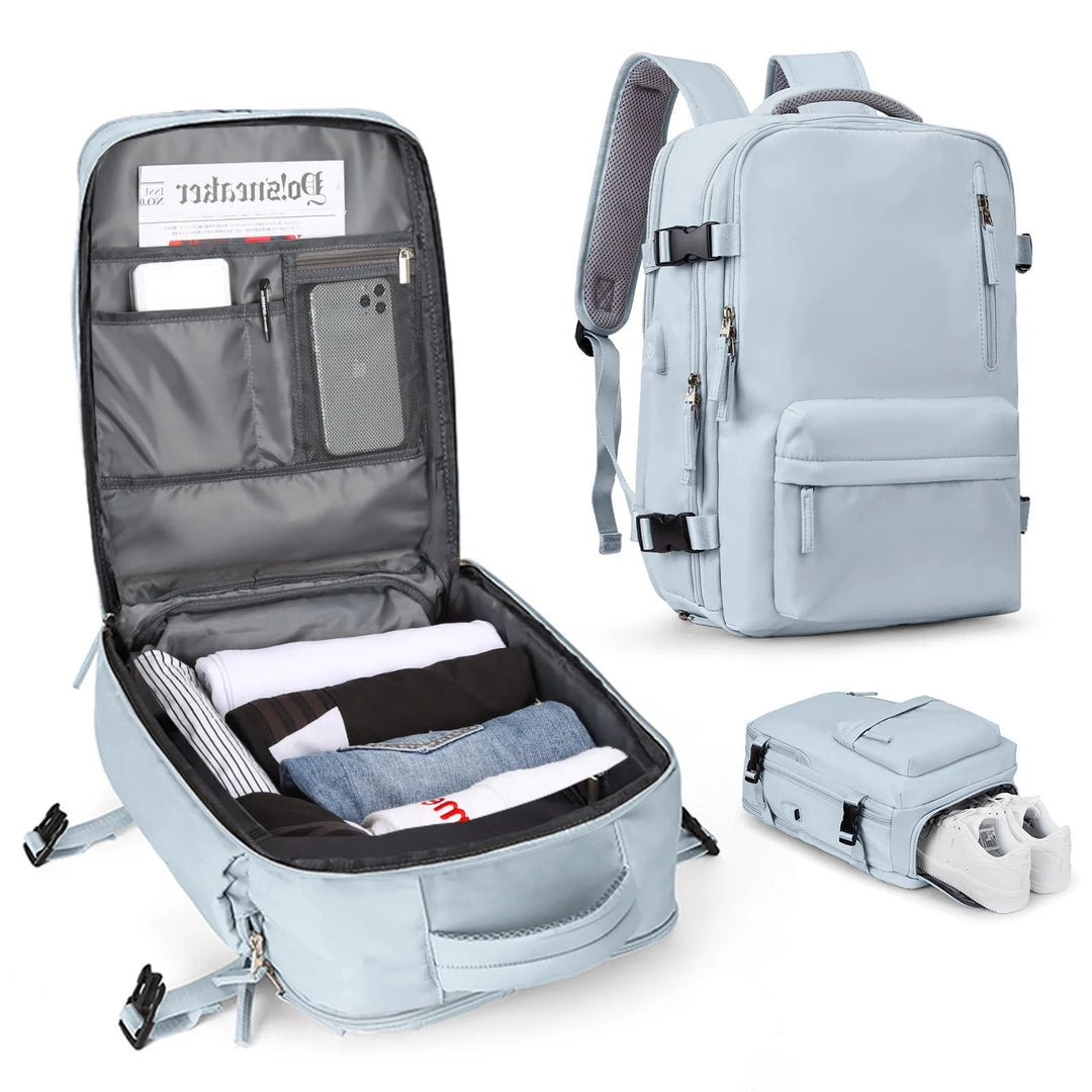 Stylish women's 35L daily & commute backpack, waterproof & organized for urban adventures.