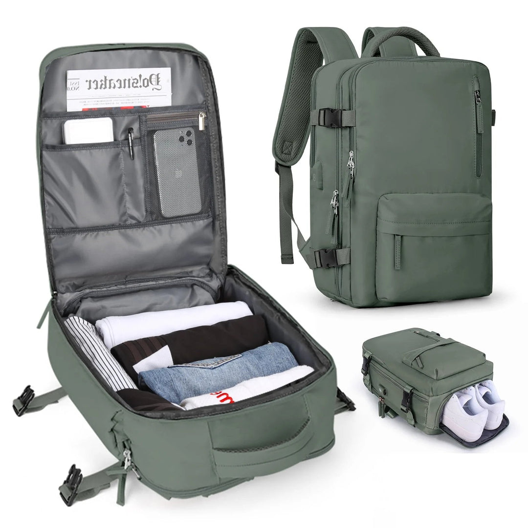 Versatile 35L women's travel & hiking backpack, waterproof, anti-theft, & comfortable for trails.