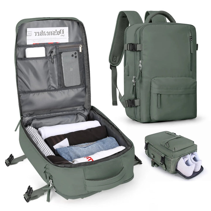 Versatile 35L women's travel & hiking backpack, waterproof, anti-theft, & comfortable for trails.