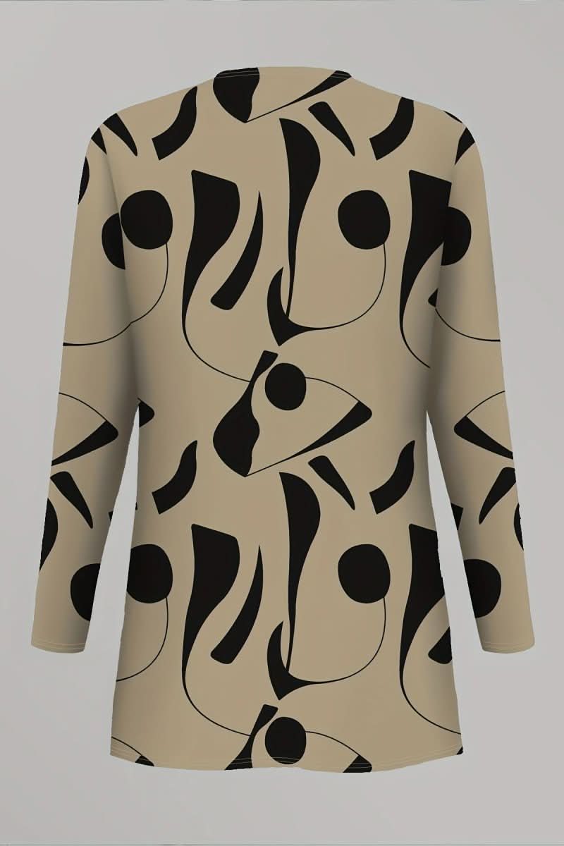 Vibrant abstract print women's three-piece fashion set, offering a comfortable and stylish coordinated outfit.