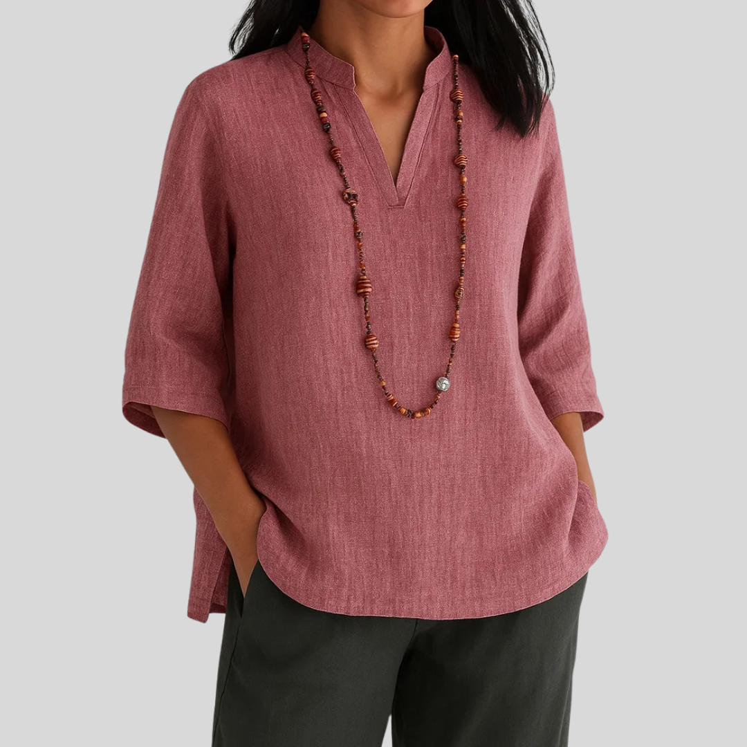 Stylish women's summer blouse, an airy & comfortable top with a relaxed fit for warm weather fashion.