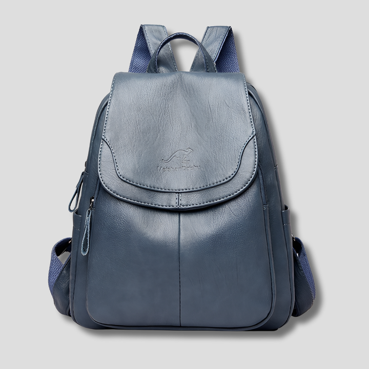 Stylish women's embossed leather anti-theft travel backpack, perfect for daily security.
