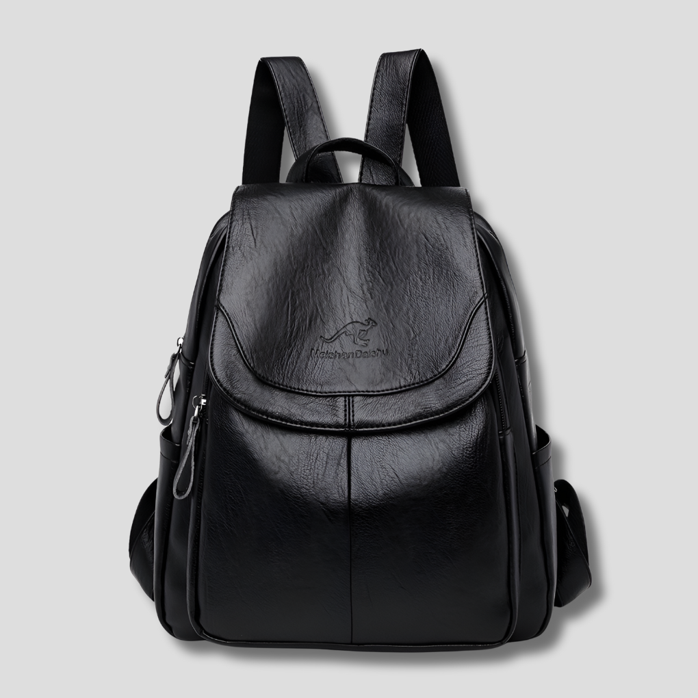 Elegant ladies' anti-theft backpack made of embossed leather, ideal for secure travel.