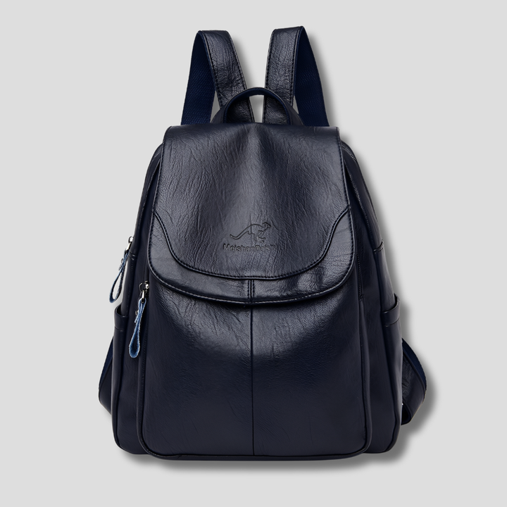 Fashionable anti-theft embossed leather backpack for women. Secure and organized everyday bag.