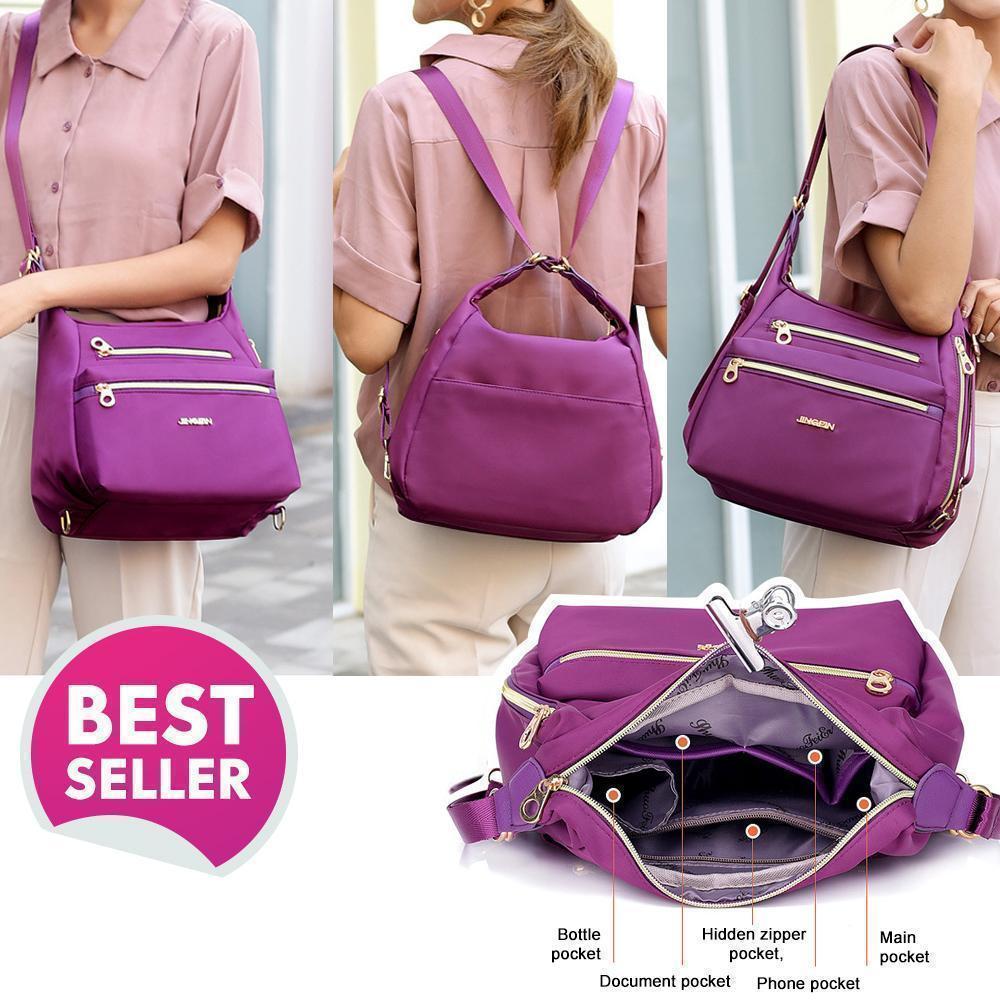 Women's anti-theft nylon backpack, stylish & versatile for everyday use.