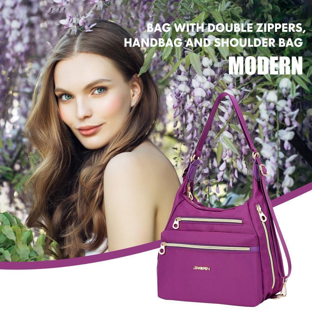 Front view of women's anti-theft backpack, perfect for daily commuting.