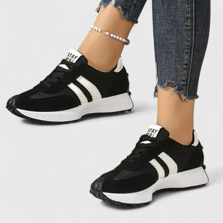 Women's athletic running shoes with chunky sole for ultimate comfort. Ideal for gym workouts & fitness training.