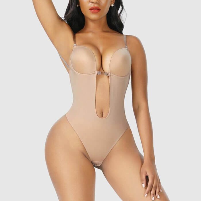 Women's backless deep plunge body shaper for a smooth, sculpted figure under any outfit.