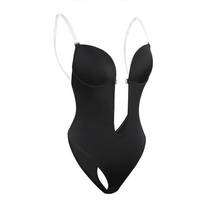 Invisible backless deep plunge body shaper for women, perfect for formal or open-back dresses.