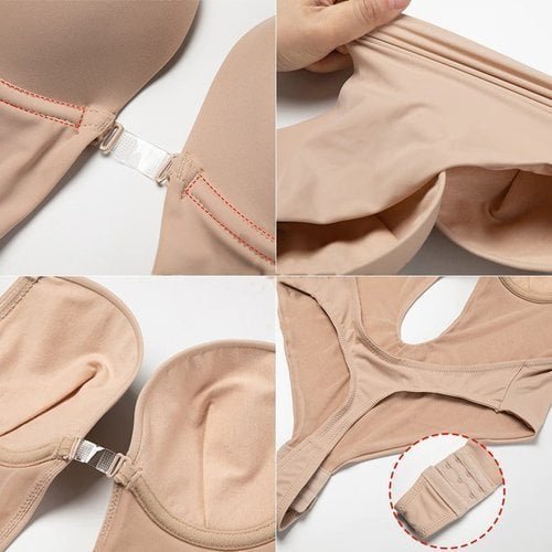 Slimming women's backless deep plunge body shaper, giving a confident, sleek and smooth silhouette.