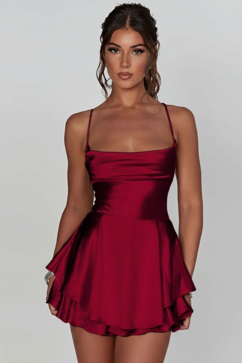 Women's backless halter mini cocktail dress for parties.