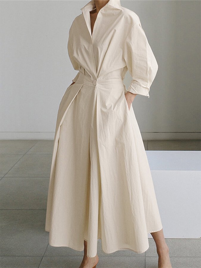 Casual women's long maxi dress with a sophisticated belted waist for everyday fashion