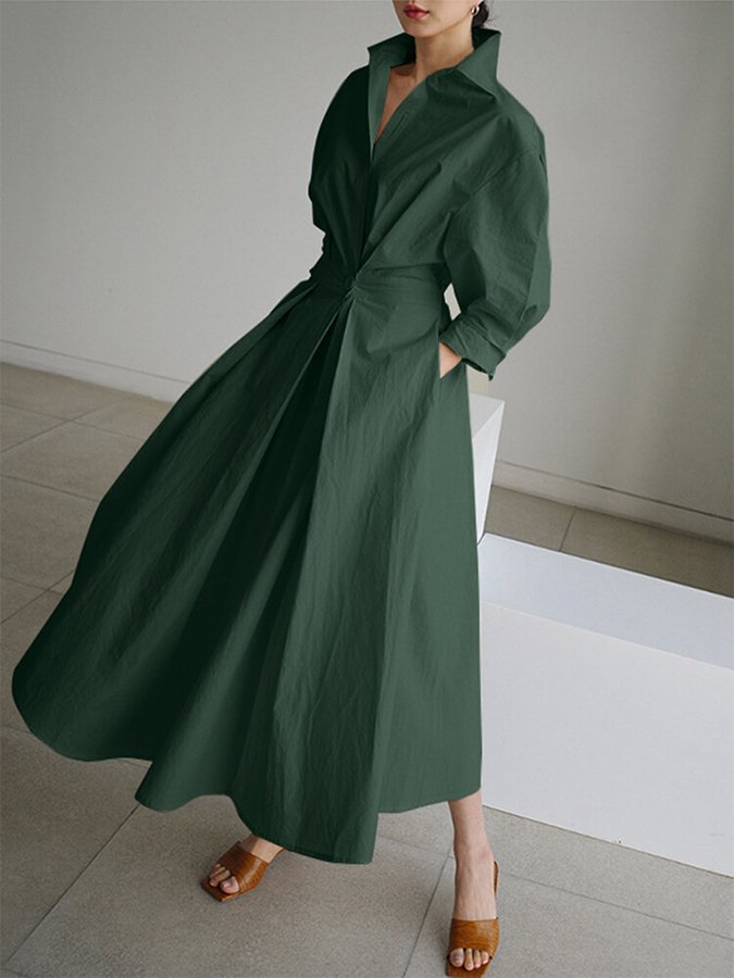 Versatile women's belted shirt dress, a maxi length garment perfect for various occasions