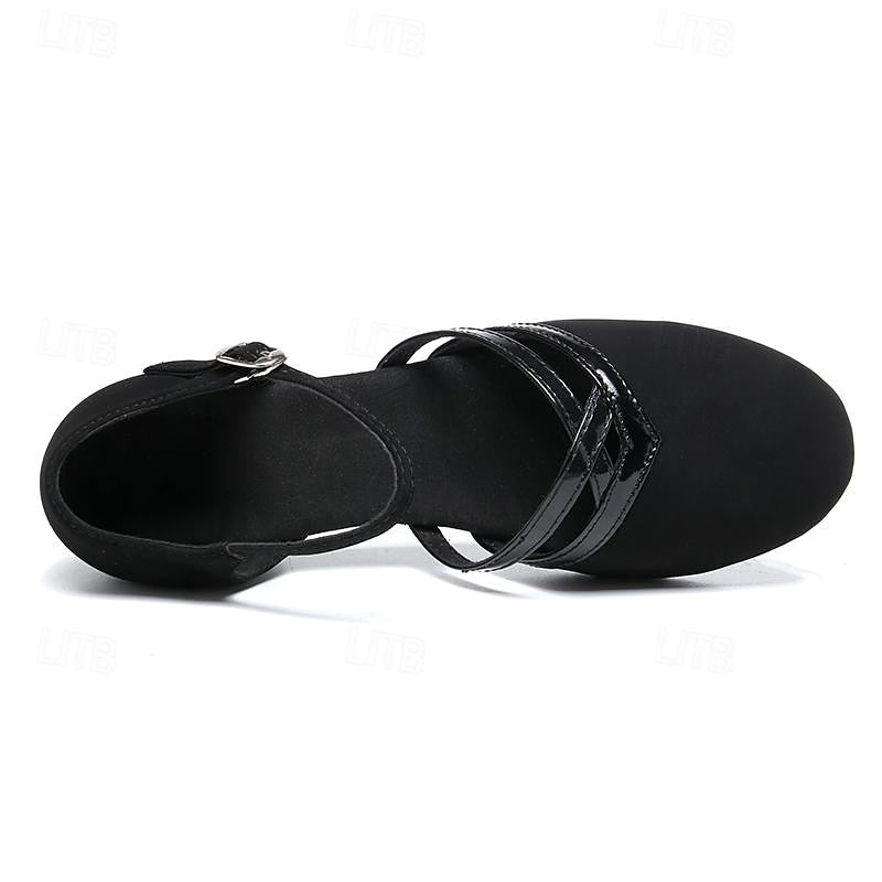 Comfortable women's dance shoes with secure ankle strap, perfect for long hours of dancing & stage performance.