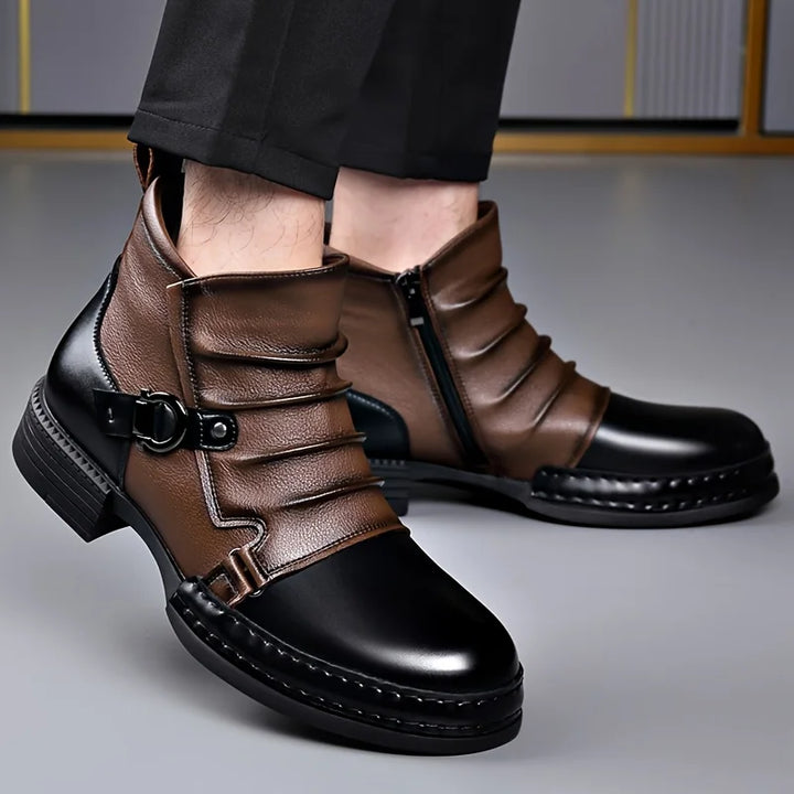 Women's versatile leather buckle ankle boots, suitable for both casual and dressy outfits
