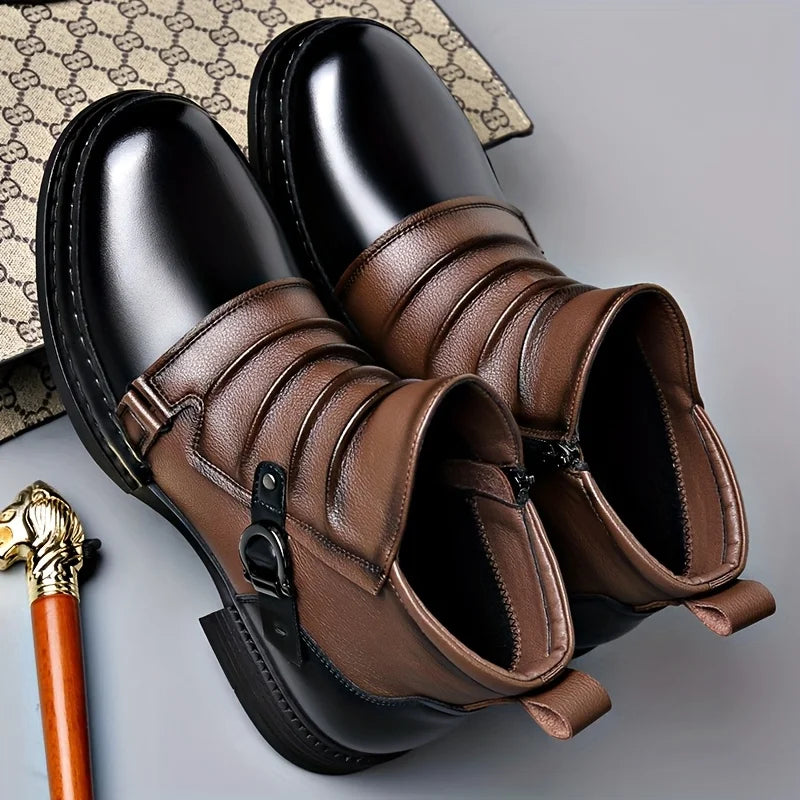 Detail of the buckle closure on women's luxurious leather ankle boots, high quality