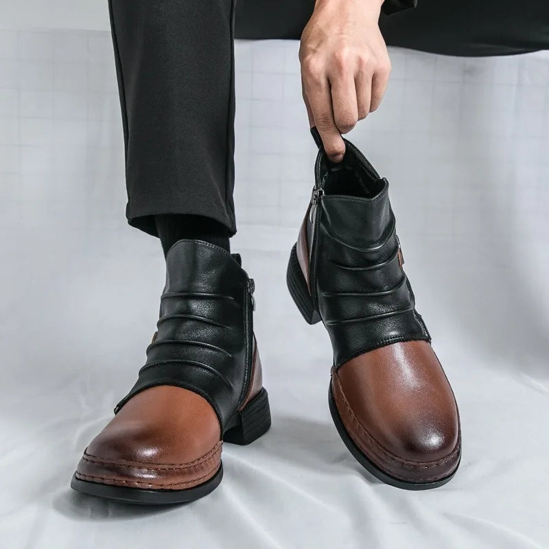 Stylish women's winter boots, made of genuine leather with fashionable buckle details