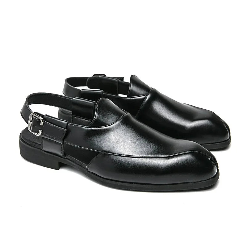 Collection of women's leather square toe slingback loafers in various colors, showcasing options