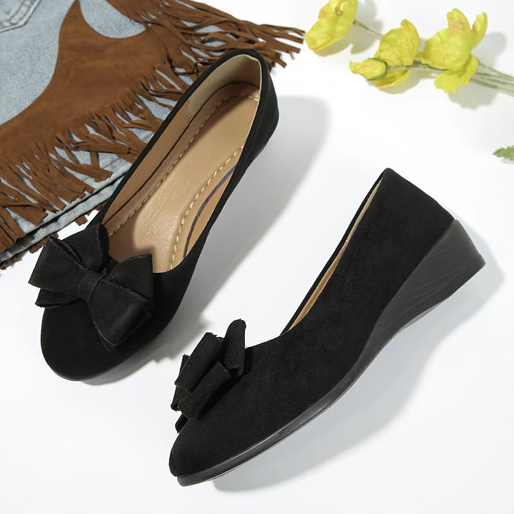 Blue casual orthopedic women's flats, low heel for all-day comfort.