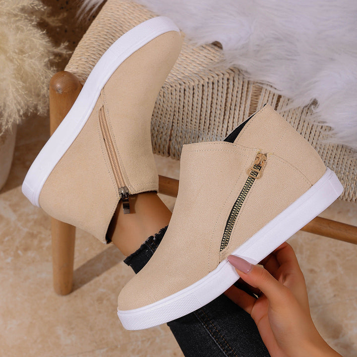 Collection of women's orthopedic zip-up comfort sneakers in various colors for versatile everyday wear.