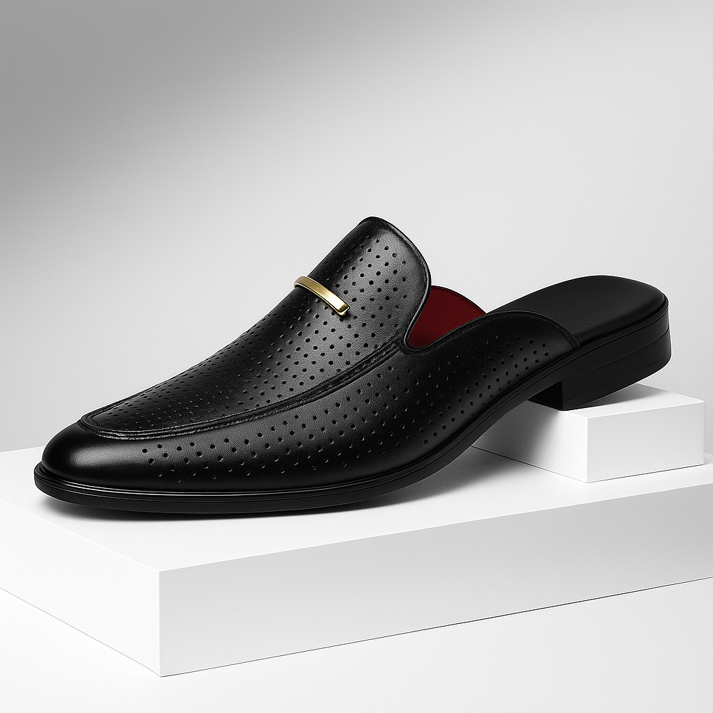 Stylish women's mules in perforated leather, perfect slip-on shoes for everyday comfort