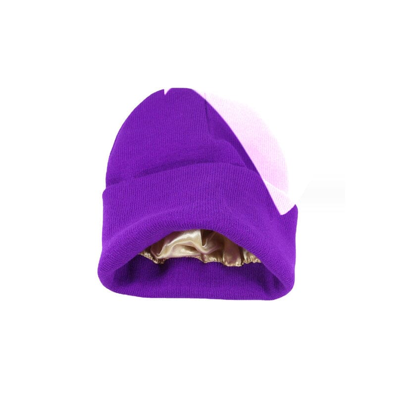 Women's accessories: a warm, hair protective, satin-lined knitted beanie, anti-frizz