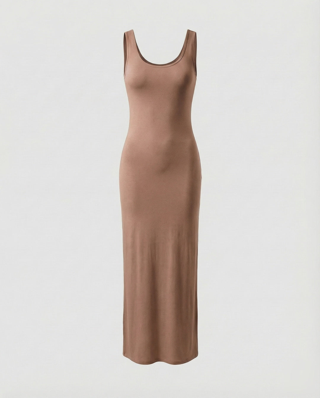 Comfortable & chic women's sleeveless scoop neck bodycon maxi dress, perfect for stylish everyday wear.