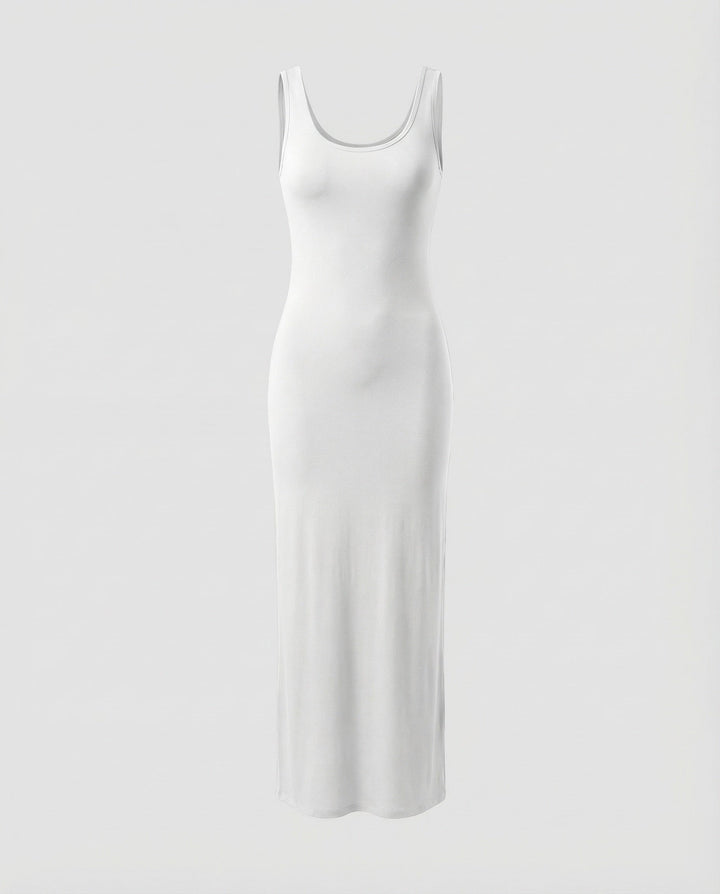 Stylish women's scoop neck sleeveless bodycon maxi dress, perfect summer dress, comfortable & figure-flattering.