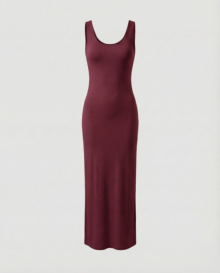 Women's versatile scoop neck sleeveless bodycon maxi dress, chic, comfortable & perfect for summer.