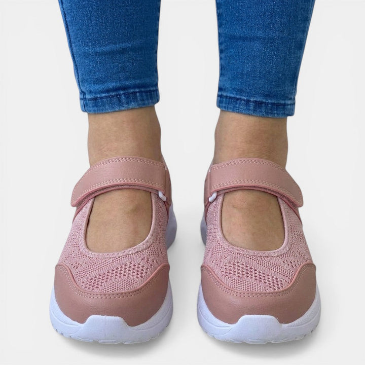 Easy slip-on women's comfort sneakers with breathable design & orthopedic support, ideal for walking.