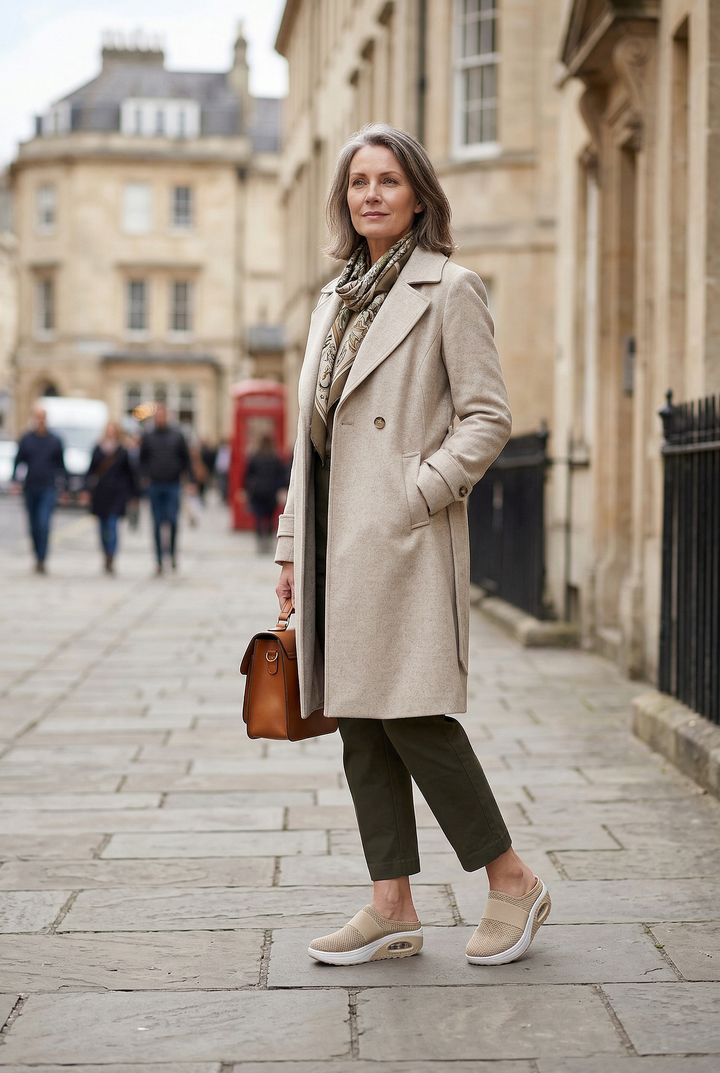 Stylish women's slip-on mules, feature an air cushion sole & breathable upper for summer.