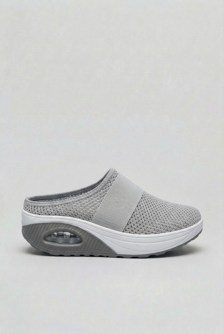 Air cushion sole women's mules, easy slip-on style, ultimate breathable comfort footwear.