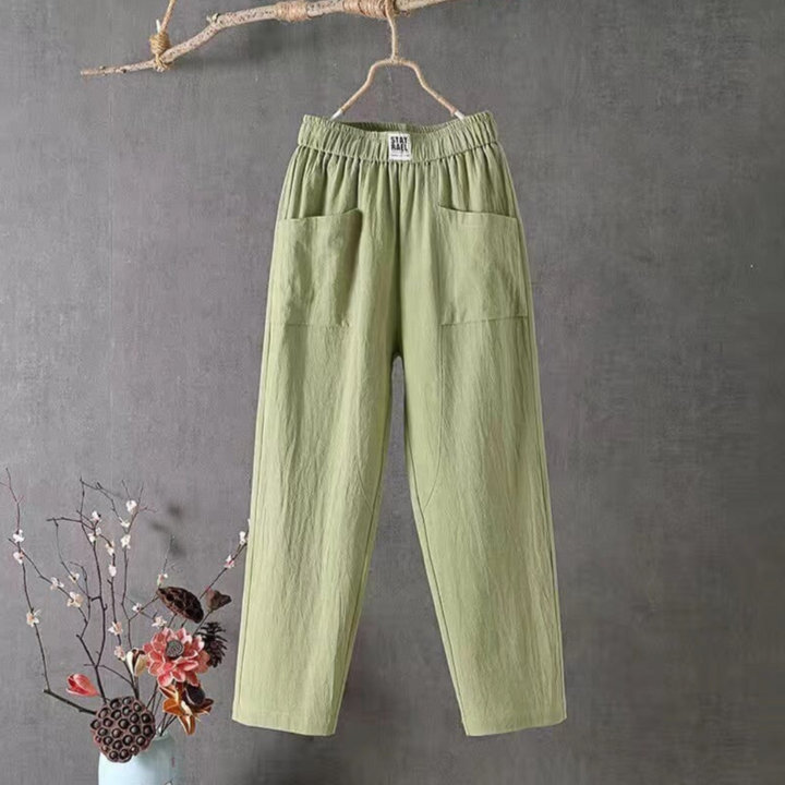 Women's Breezy High-Waist Pull-On Casual Pants, perfect for summer comfort and relaxed style.