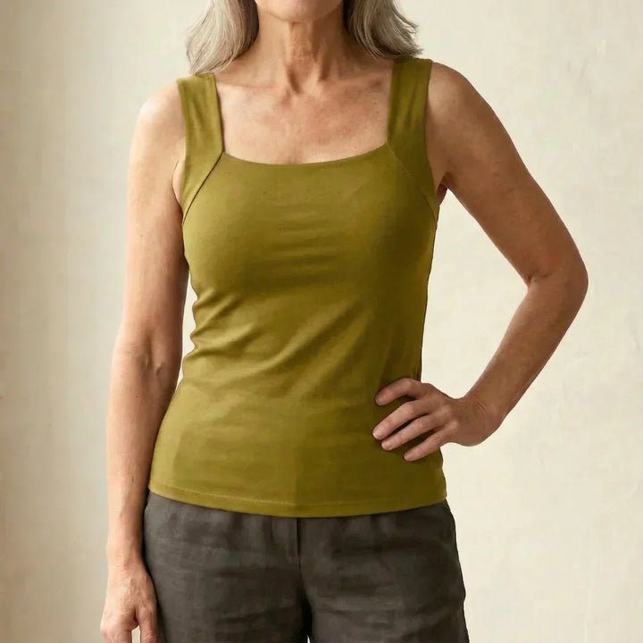 Women's built-in bra tank, a versatile sleeveless top providing effortless support & comfort.