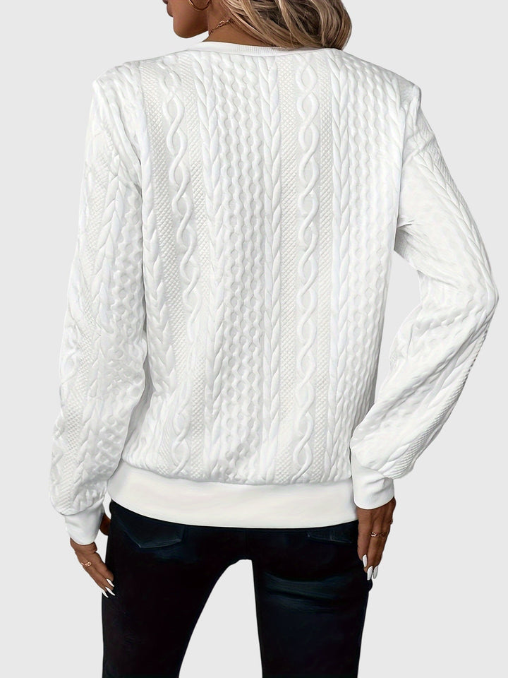 Modern fit women's cable knit quarter-zip sweater, a comfortable and chic pullover.