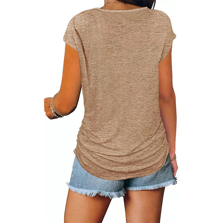 Lightweight women's yellow t-shirt with a front chest zip, perfect for sunny days.