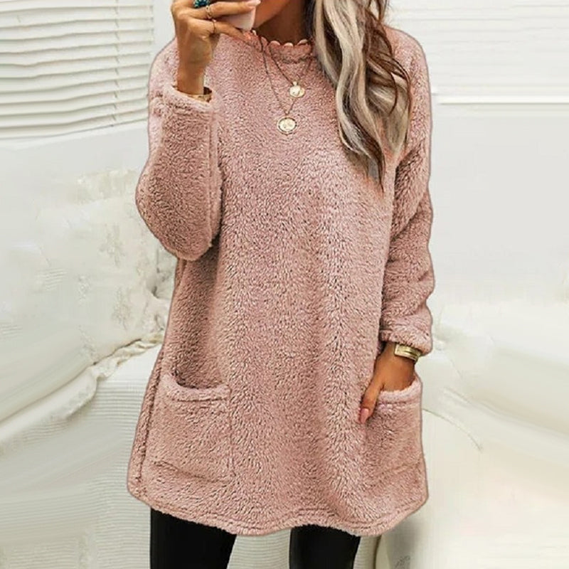 Versatile black long sleeve women's dress with pockets, suitable for various casual occasions