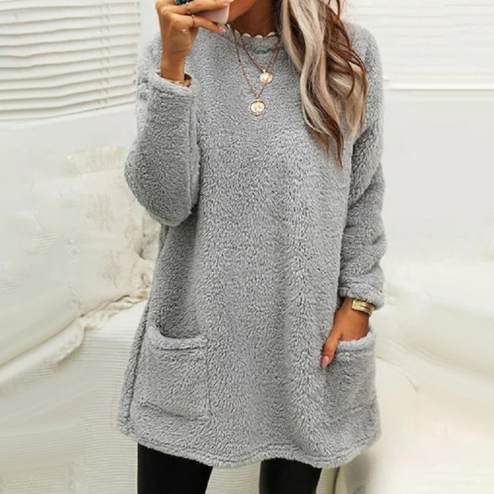 Women's black casual long sleeve t-shirt dress, perfect for fall and winter layering
