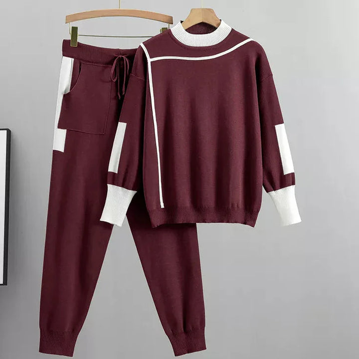 Comfortable women's apparel: sweater and jogger pants lounge set for a cozy, casual outfit.