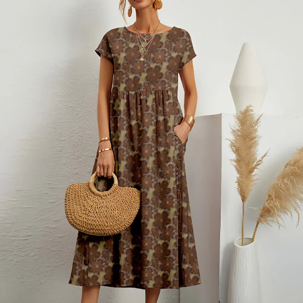 Effortless & stylish women's casual midi dress with a relaxed fit. Perfect for warm weather everyday wear.
