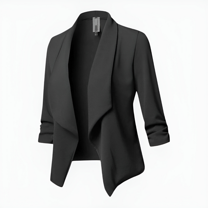Fashionable women's casual blazer, open front, perfect workwear for a polished look.