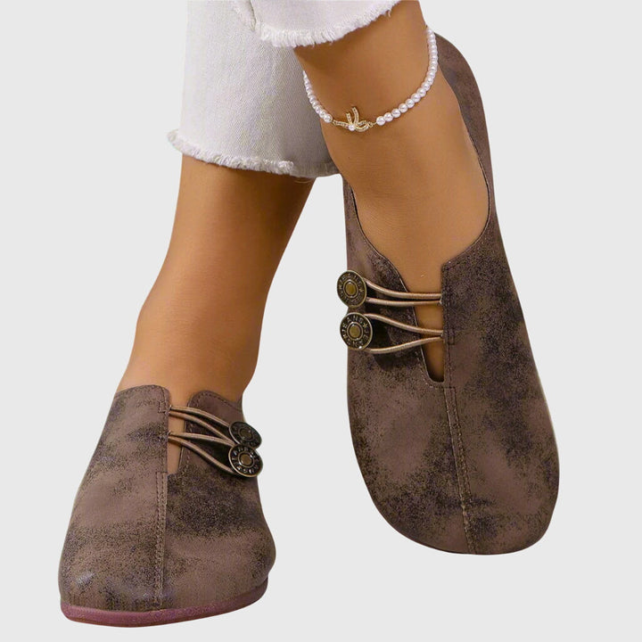 Women's casual slip-on flats with decorative button, perfect for everyday spring & summer wear