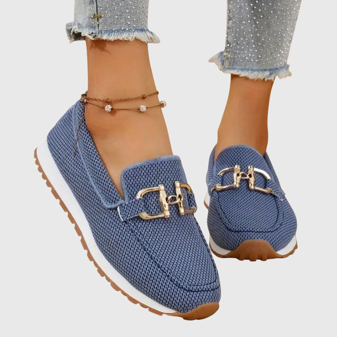 Women's casual slip-on loafers, perfect for spring and summer, in a light neutral color.