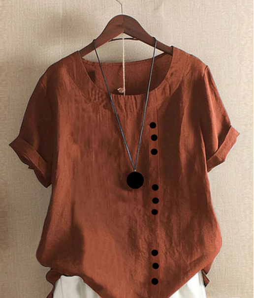 Stylish women's summer shirt, comfortable button-up tunic blouse for effortless style.