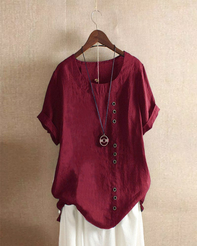 Everyday wear women's casual top, relaxed fit tunic blouse, perfect for summer style.