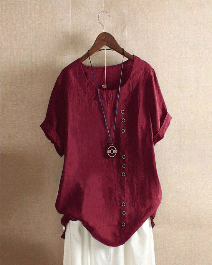 Everyday wear women's casual top, relaxed fit tunic blouse, perfect for summer style.