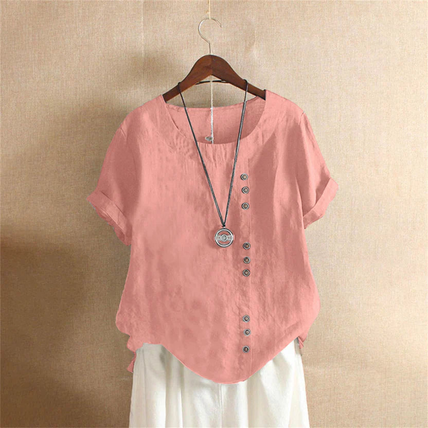 Women's relaxed fit casual tunic blouse, effortless style for summer and everyday wear.