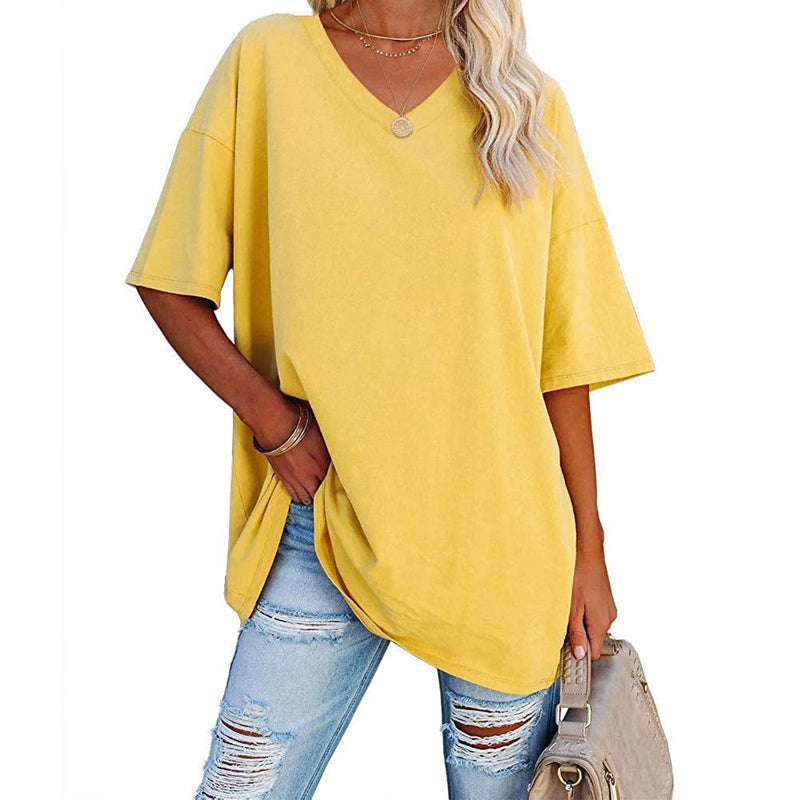 Modern women's V-neck short sleeve top, great for a casual, stylish look